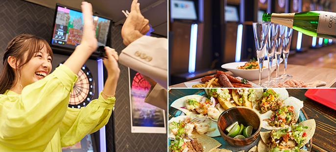 天神駅周辺のダーツバーで楽しむ様子